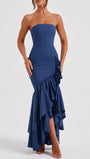 Eliza Strapless Split Ruffle Maxi Dress - Fashion Pov