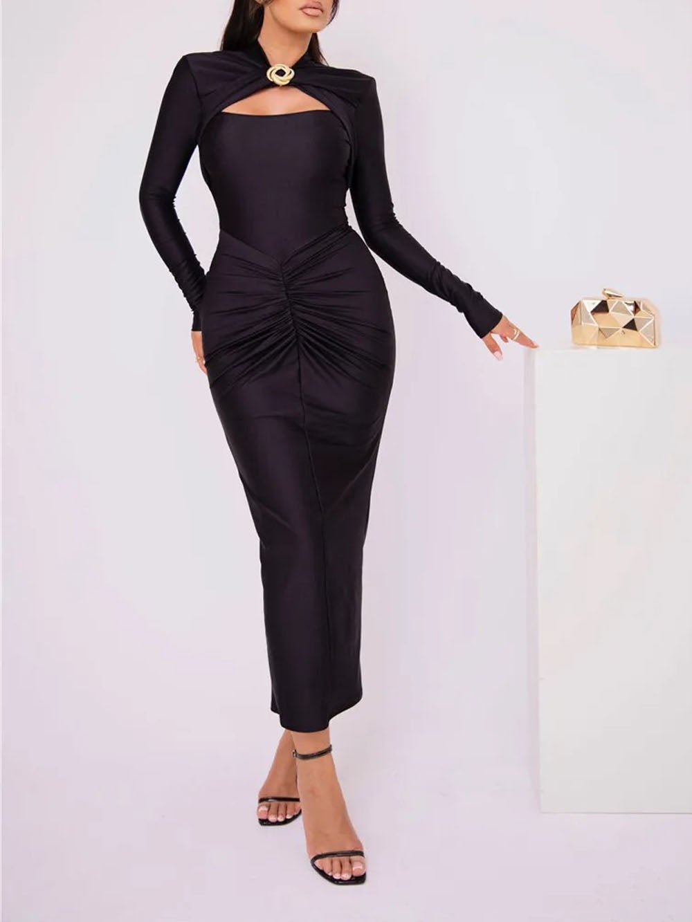 Emerson Hollow Out Long Sleeve Maxi Dress - Fashion Pov