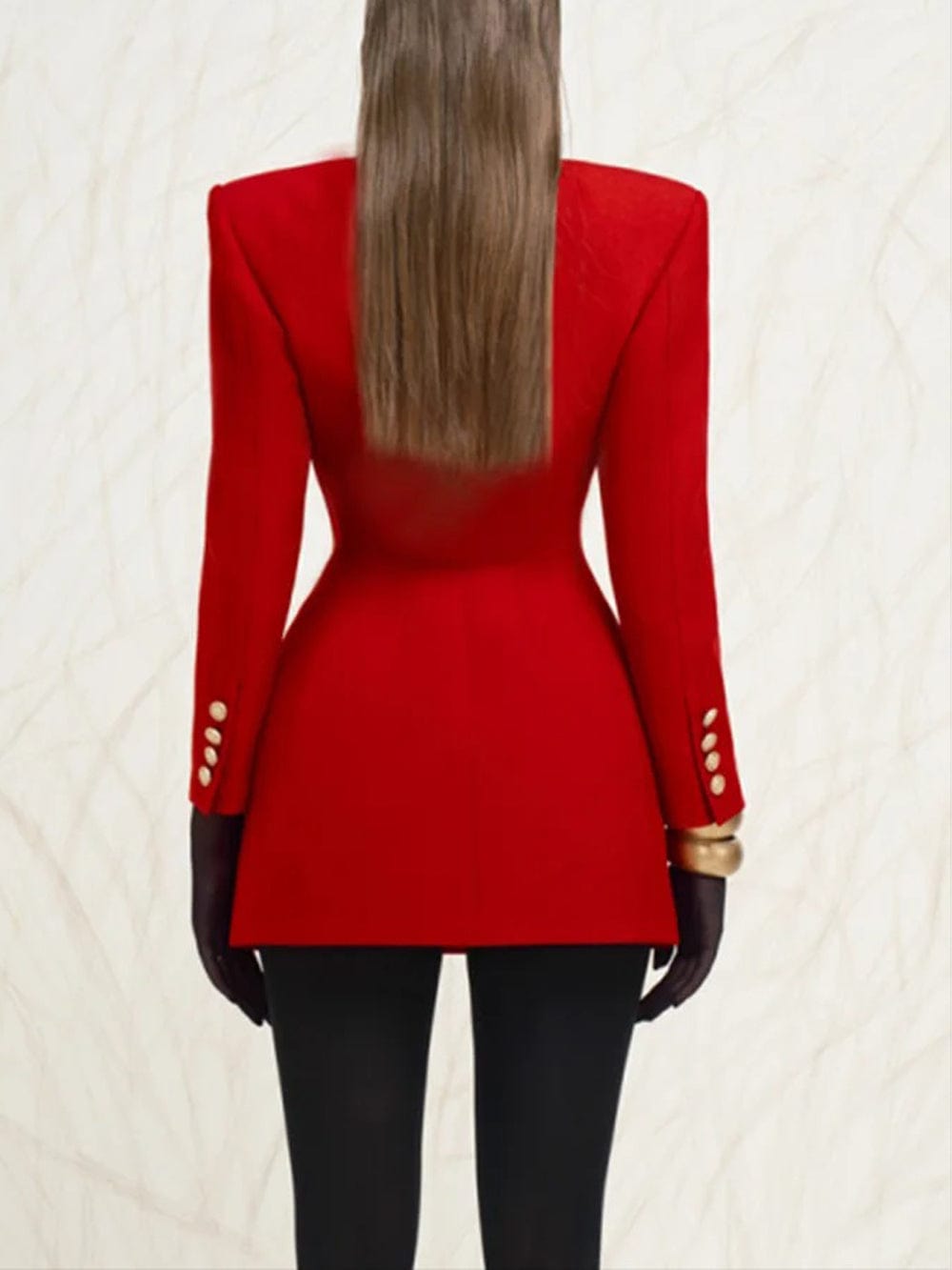 Emilyia Tunic Spliced Button Diamond Blazer - Fashion Pov