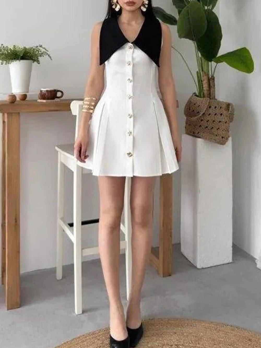 Faith Single Breasted Mini Dress - Fashion Pov