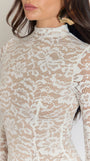 Giulia High Collar Lace Midi Dress - Fashion Pov
