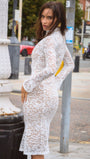 Giulia High Collar Lace Midi Dress - Fashion Pov