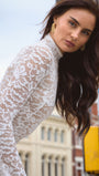 Giulia High Collar Lace Midi Dress - Fashion Pov