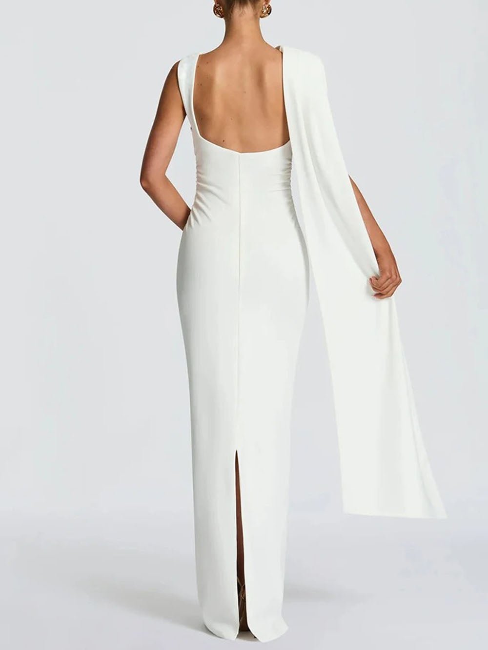 Helena One Shoulder Cape Maxi Dress - Fashion Pov