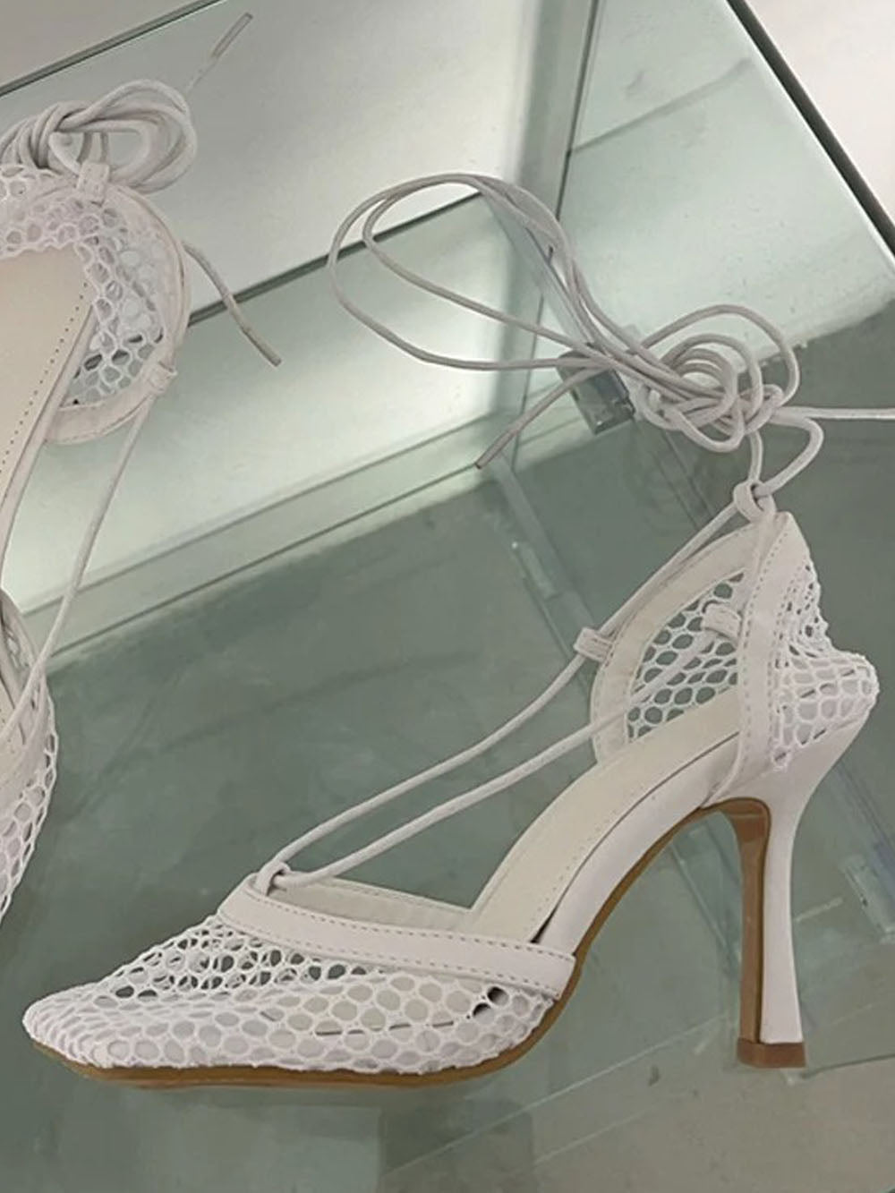 Hollow Mesh High Ankle Heel - Fashion Pov