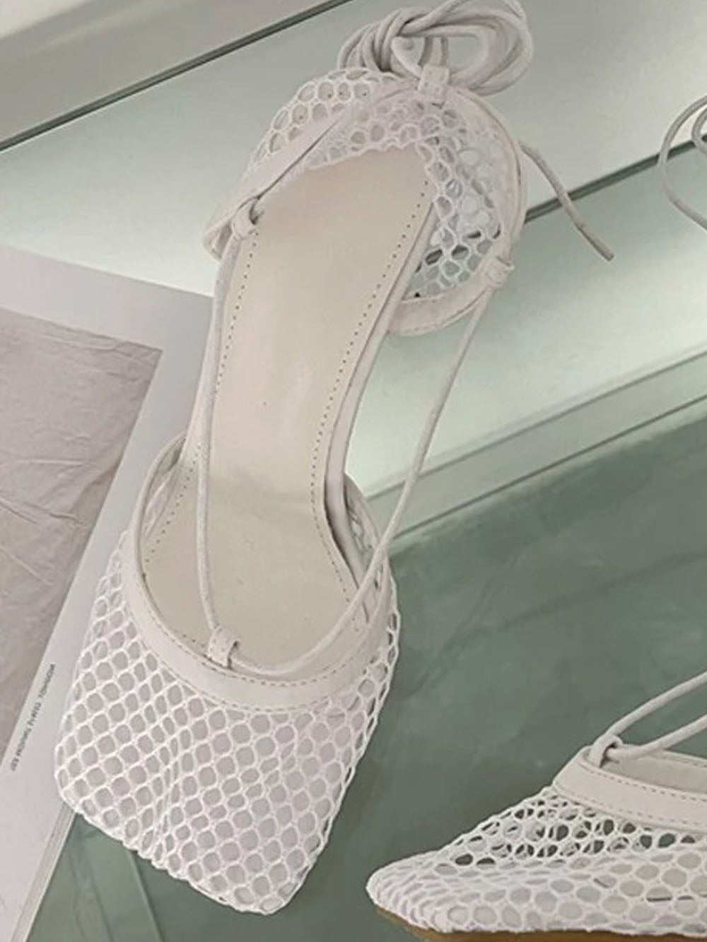 Hollow Mesh High Ankle Heel - Fashion Pov