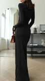 Isabel Long Sleeve Split Maxi Dress - Fashion Pov