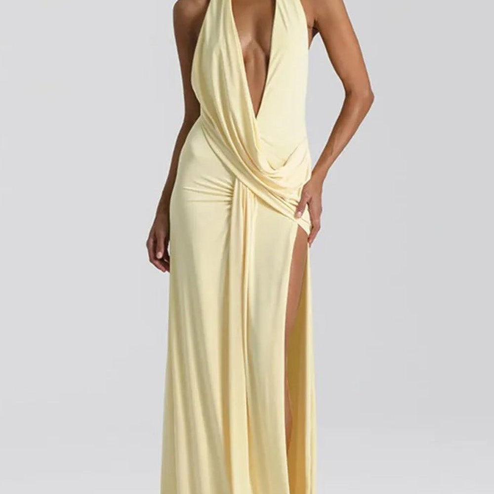 Isabella Halter Deep - V Maxi Dress - Fashion Pov