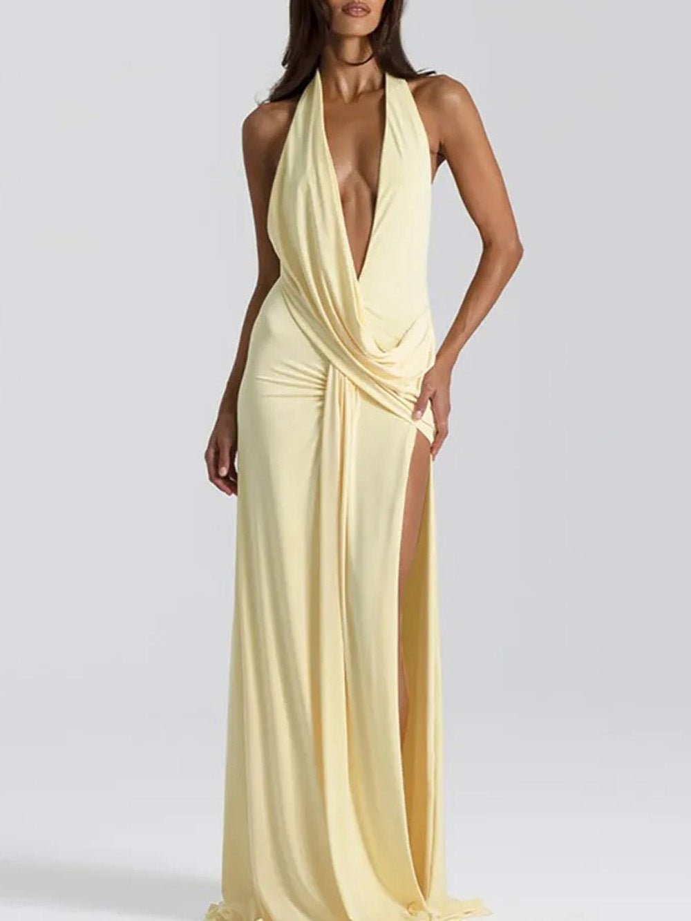 Isabella Halter Deep - V Maxi Dress - Fashion Pov