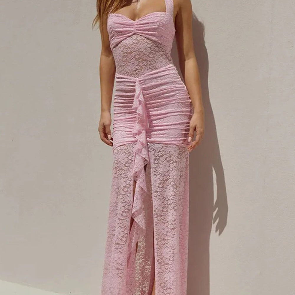 Isabella Lace Ruffled Maxi Dress - Fashion Pov