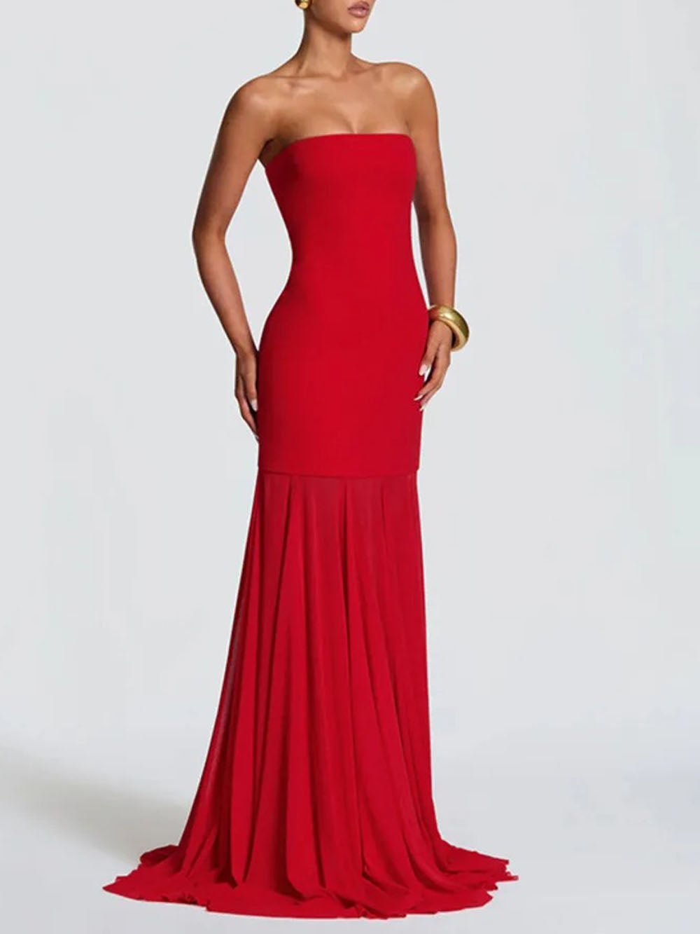 Isabella Strapless Scarf Collar Gown - Fashion Pov