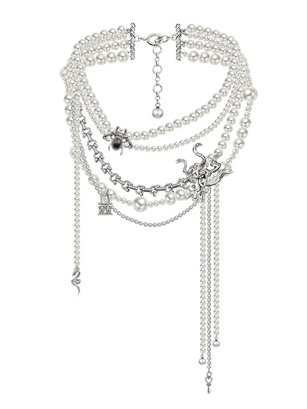 June Small Snake Pearl Necklace - Fashion Pov