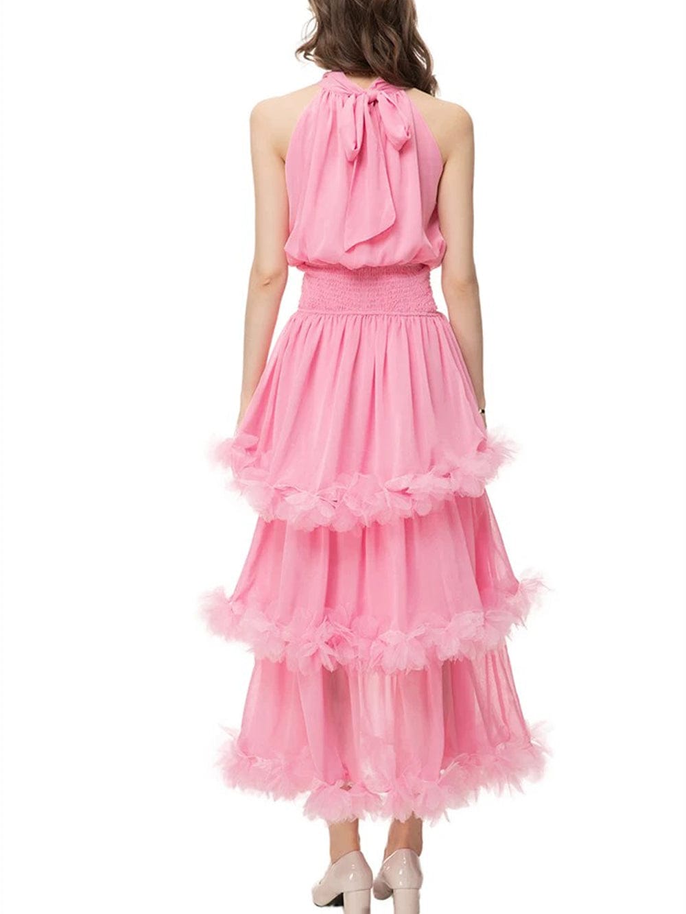 Katie Sleeveless Elastic Ruffle Maxi Dress - Fashion Pov