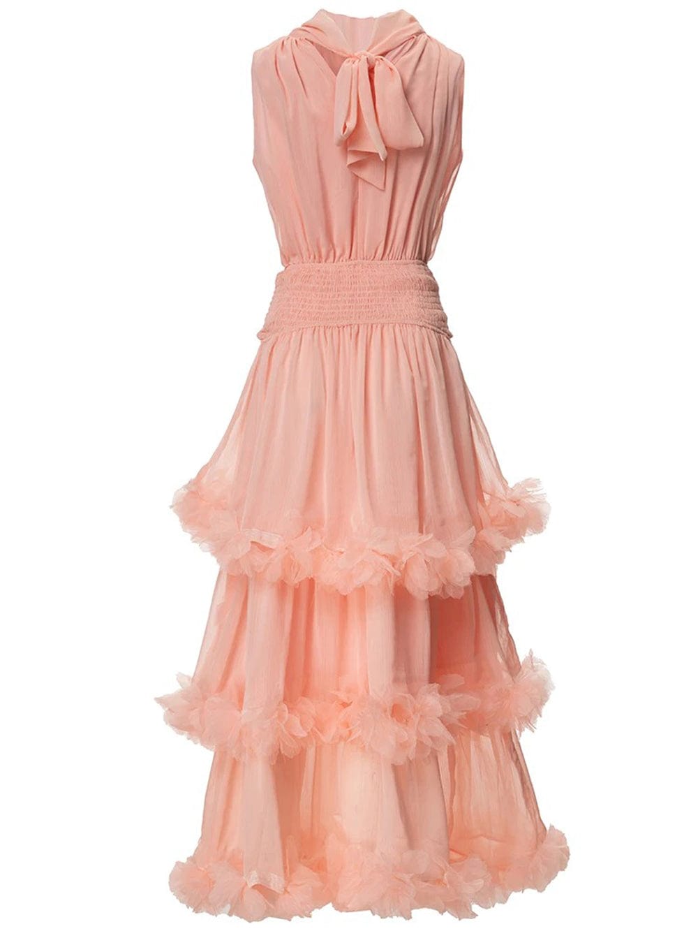 Katie Sleeveless Elastic Ruffle Maxi Dress - Fashion Pov