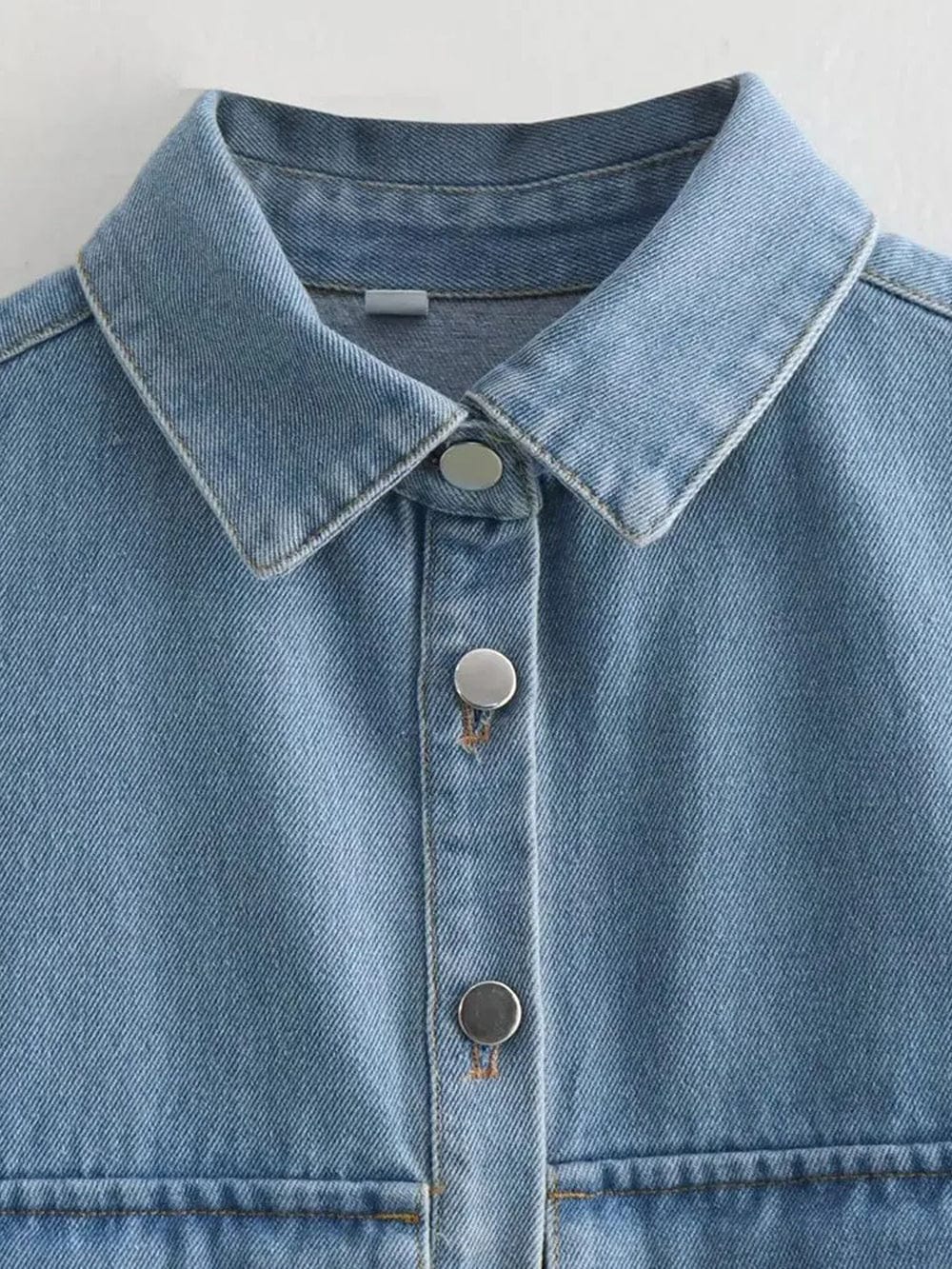 Kiara Cropped Denim Mini Shirt - Fashion Pov