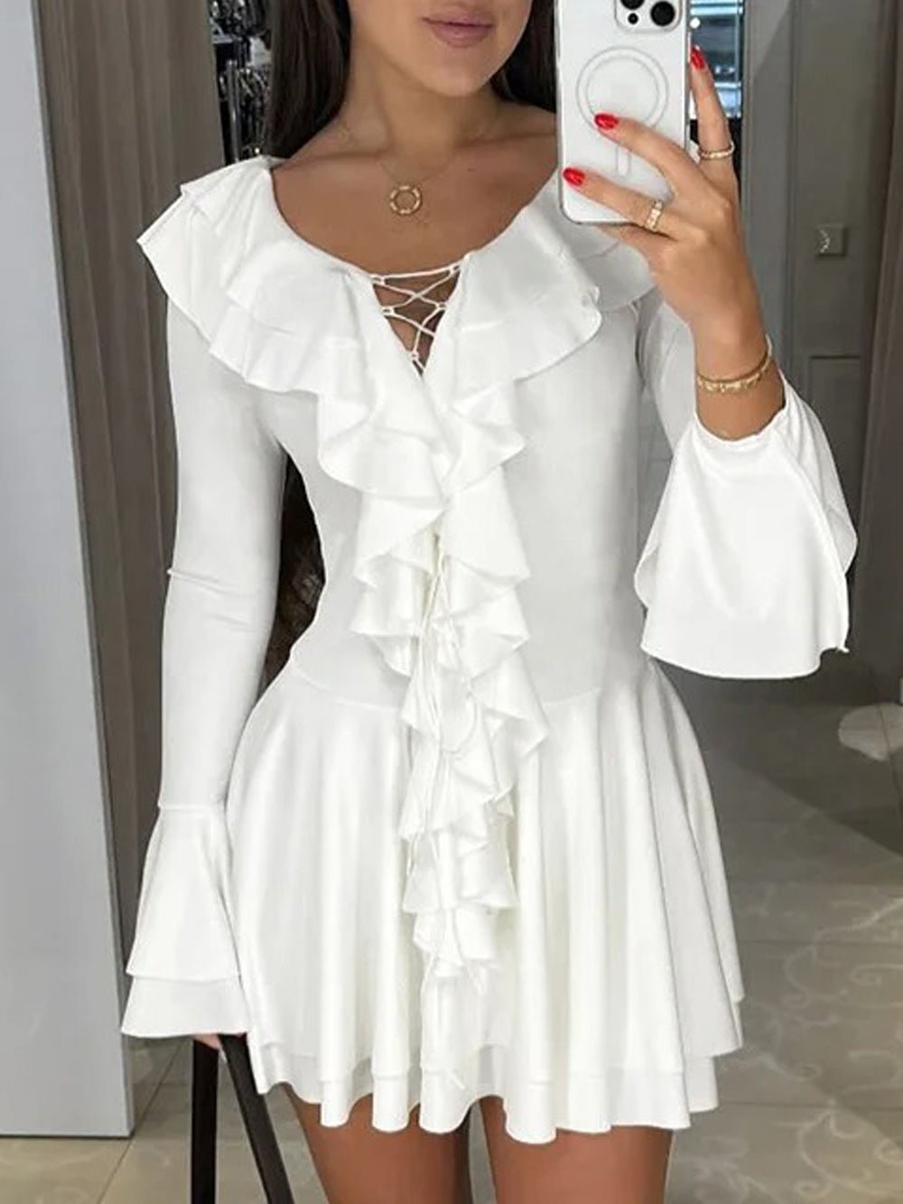 Lennon Ruffled Mini Dress - Fashion Pov