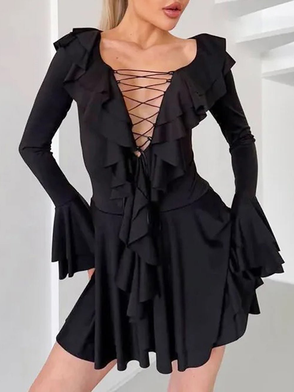 Lennon Ruffled Mini Dress - Fashion Pov