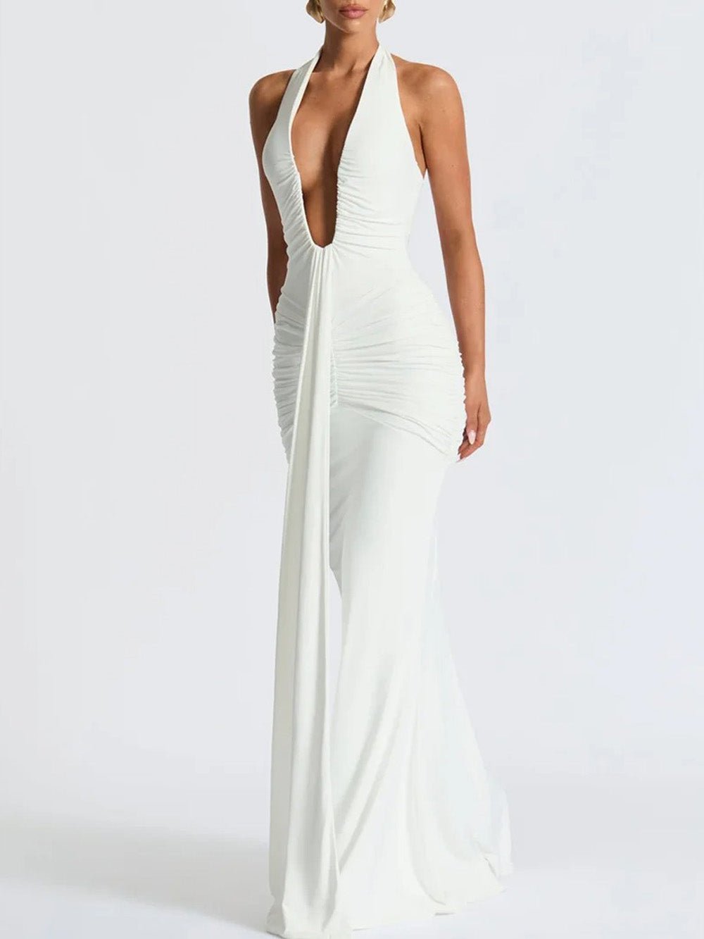 Liana Deep - V Halter Maxi Dress - Fashion Pov