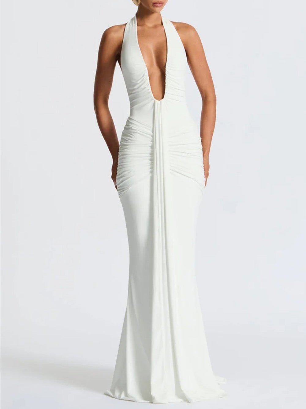 Liana Deep - V Halter Maxi Dress - Fashion Pov