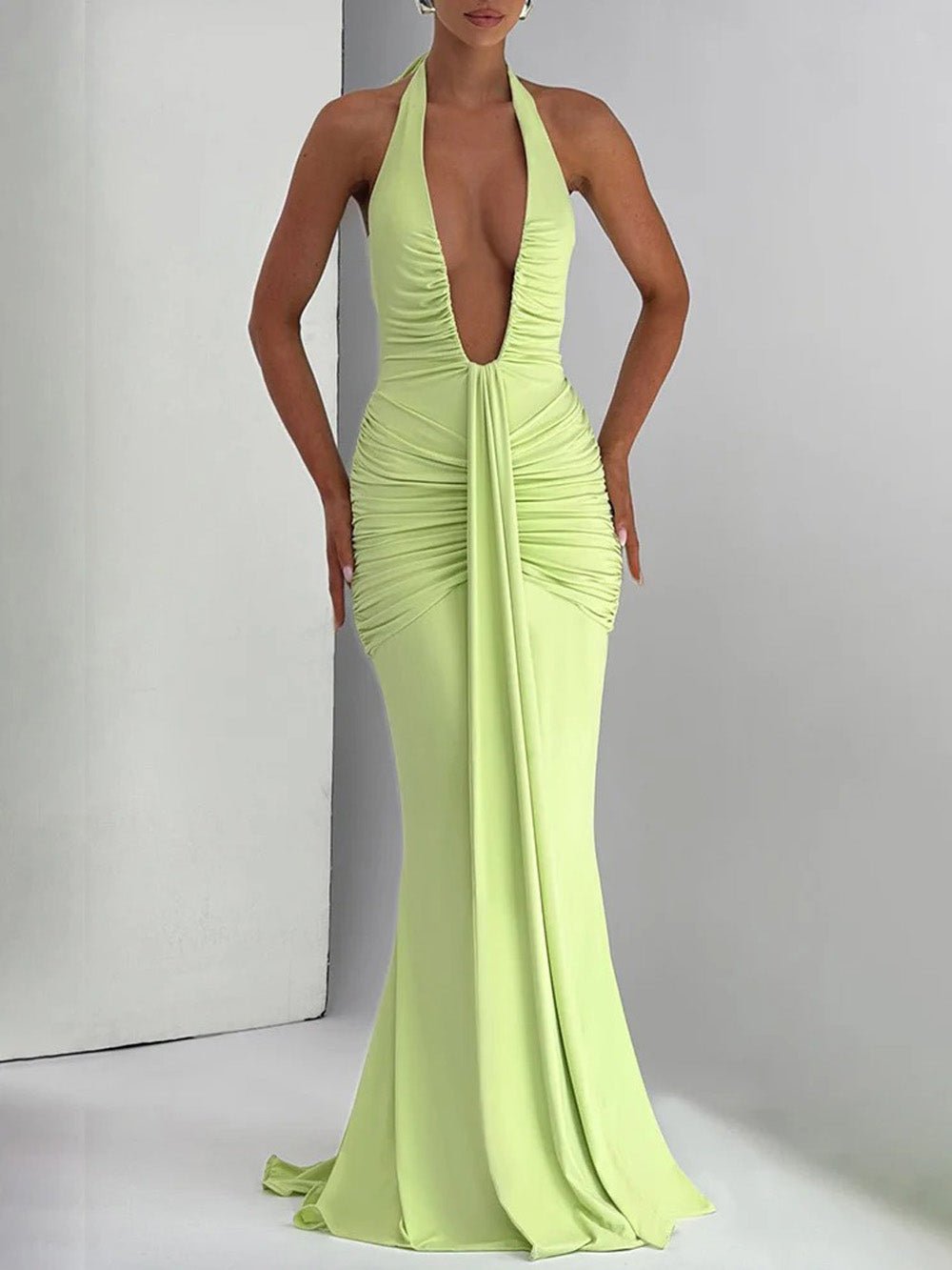Liana Deep - V Halter Maxi Dress - Fashion Pov