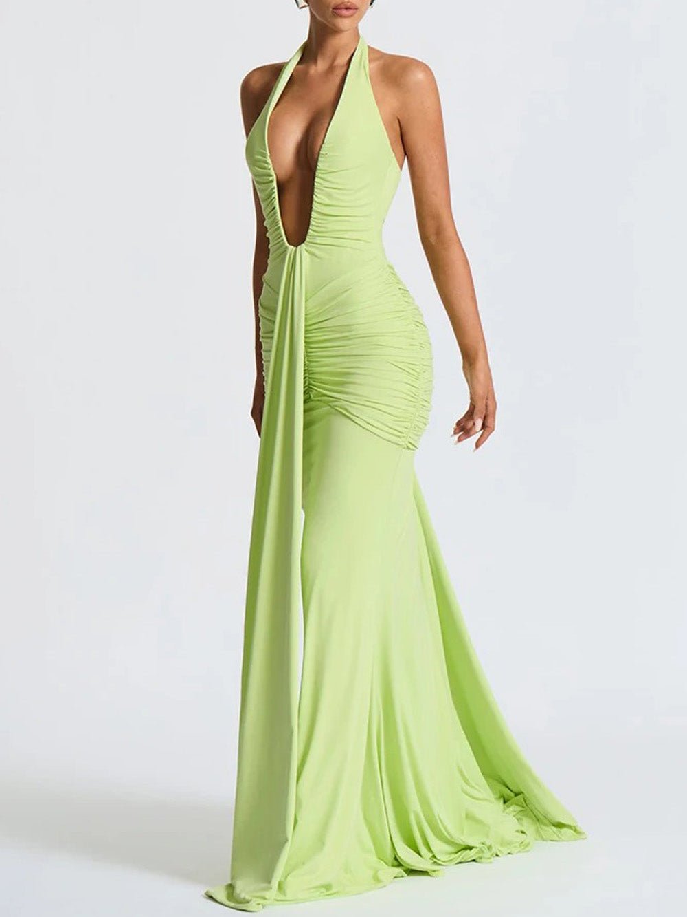 Liana Deep - V Halter Maxi Dress - Fashion Pov