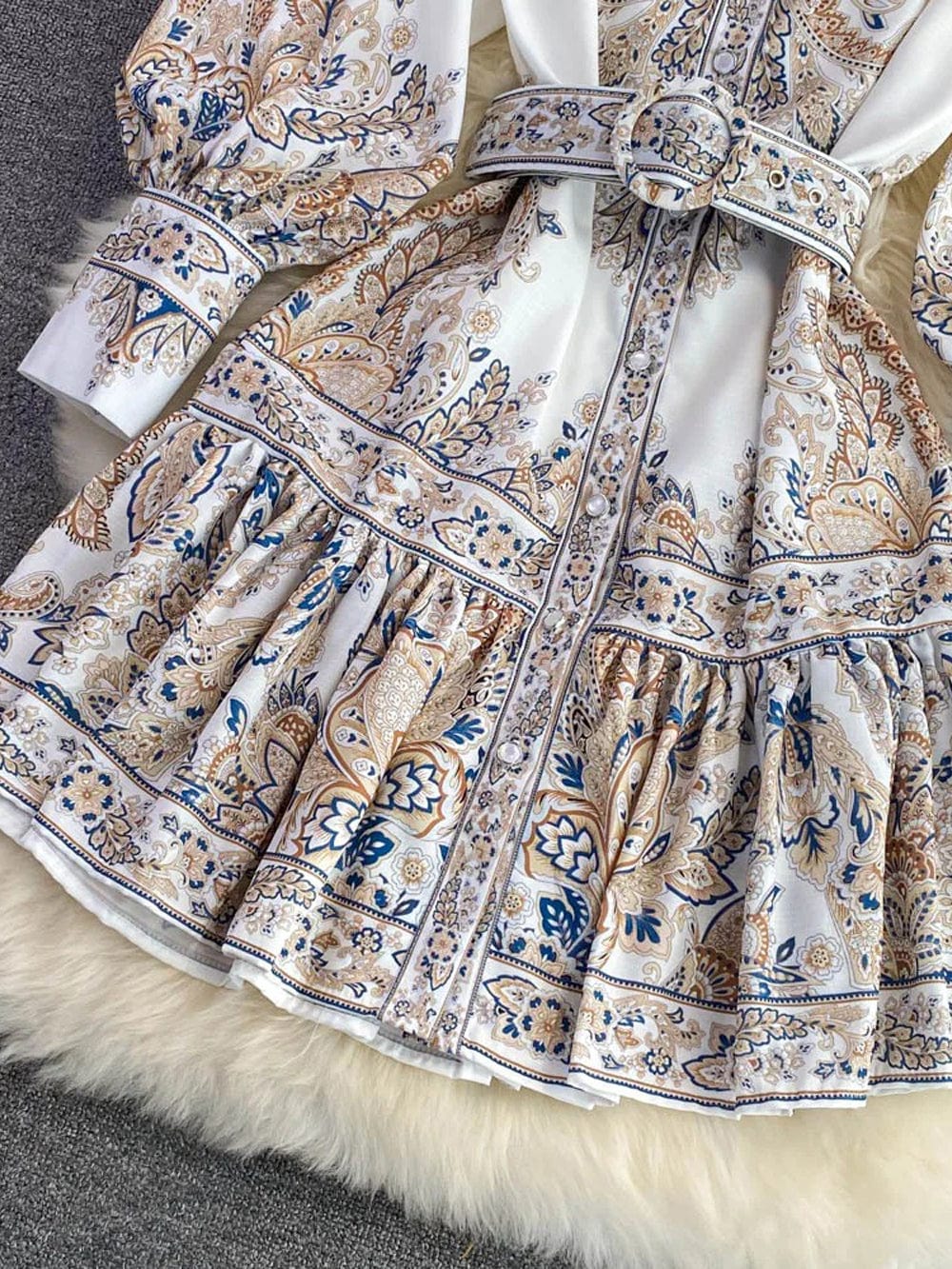 Liliana Ruffle Single Breasted Midi Dress - Fashion Pov