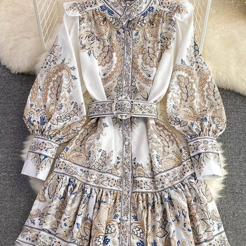 Liliana Ruffle Single Breasted Midi Dress - Fashion Pov