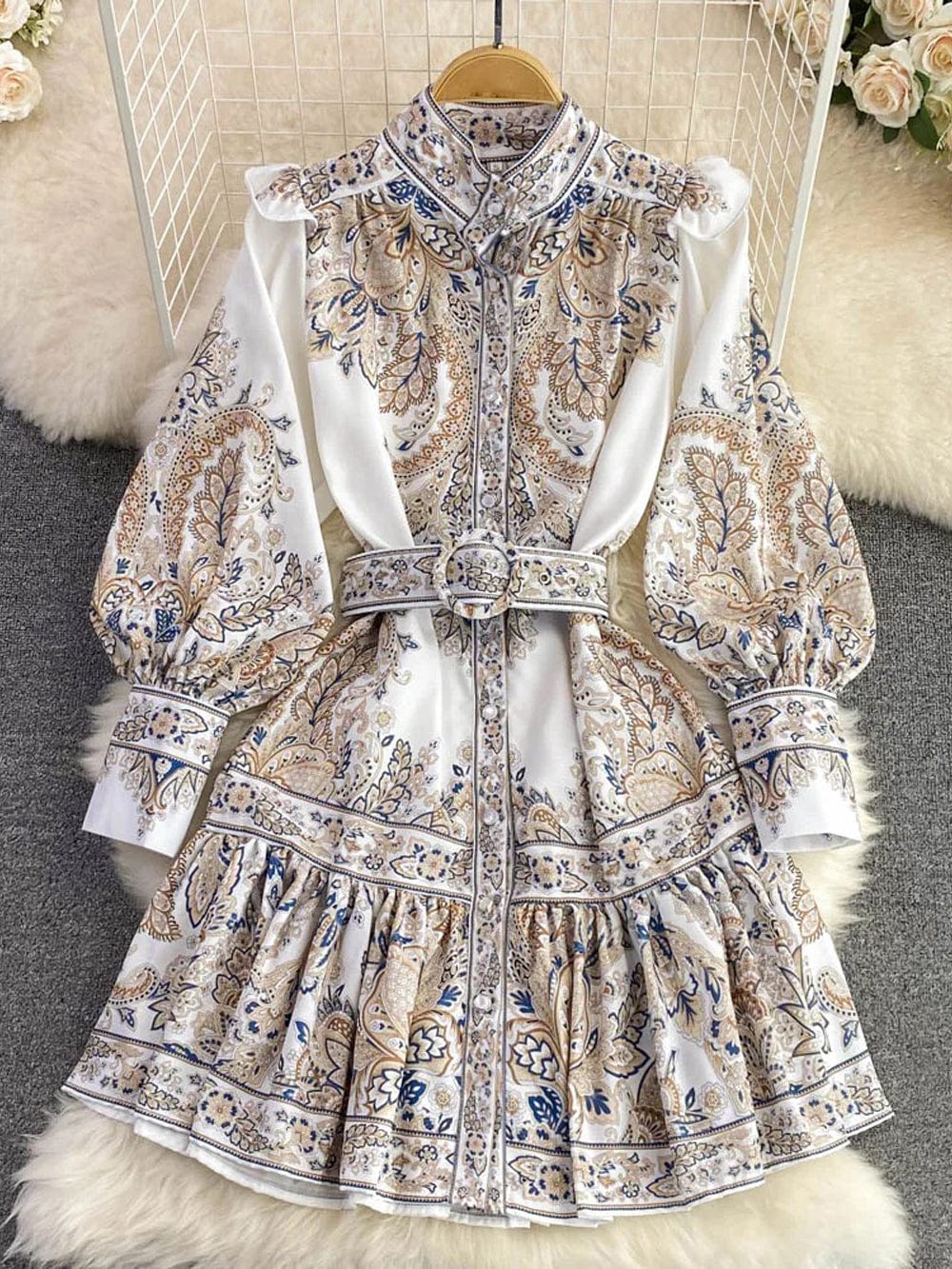 Liliana Ruffle Single Breasted Midi Dress - Fashion Pov