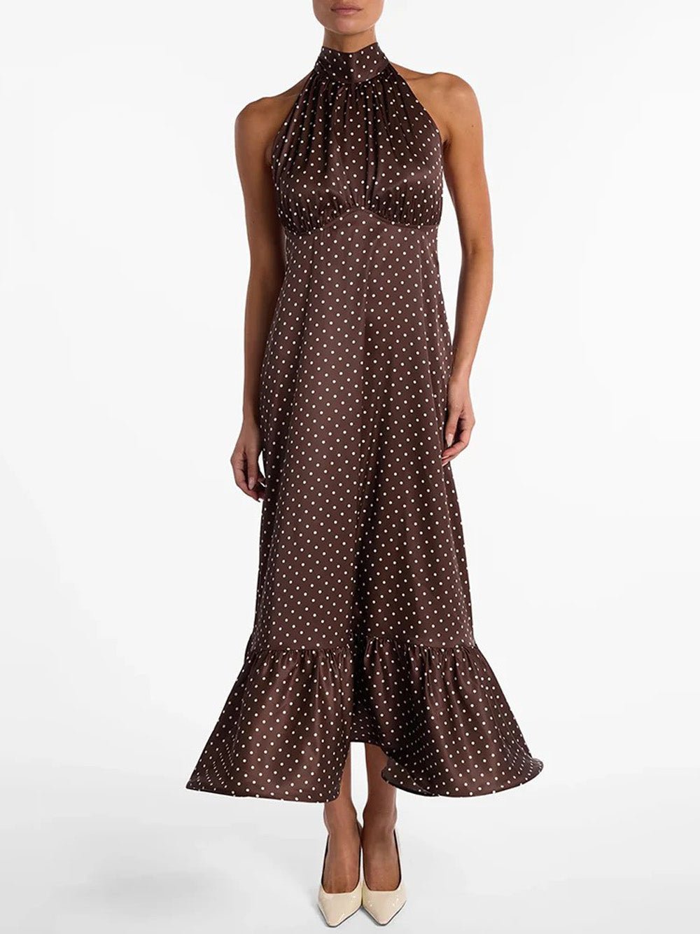 Lilou Polka Dot Halter Maxi Dress - Fashion Pov