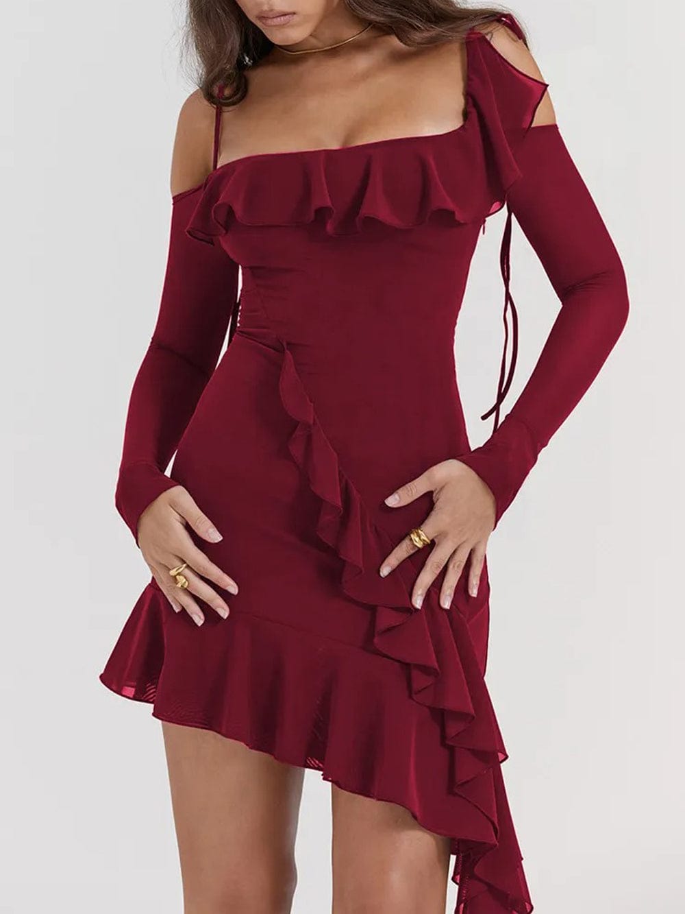 Lyla Backless Bodycon Ruffle Mini Dress - Fashion Pov