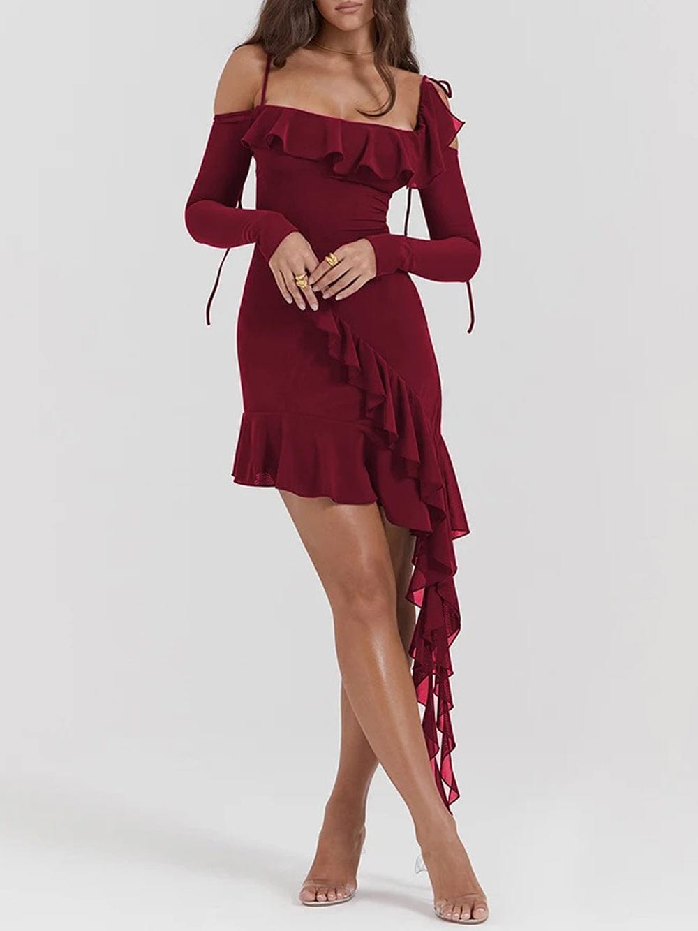 Lyla Backless Bodycon Ruffle Mini Dress - Fashion Pov