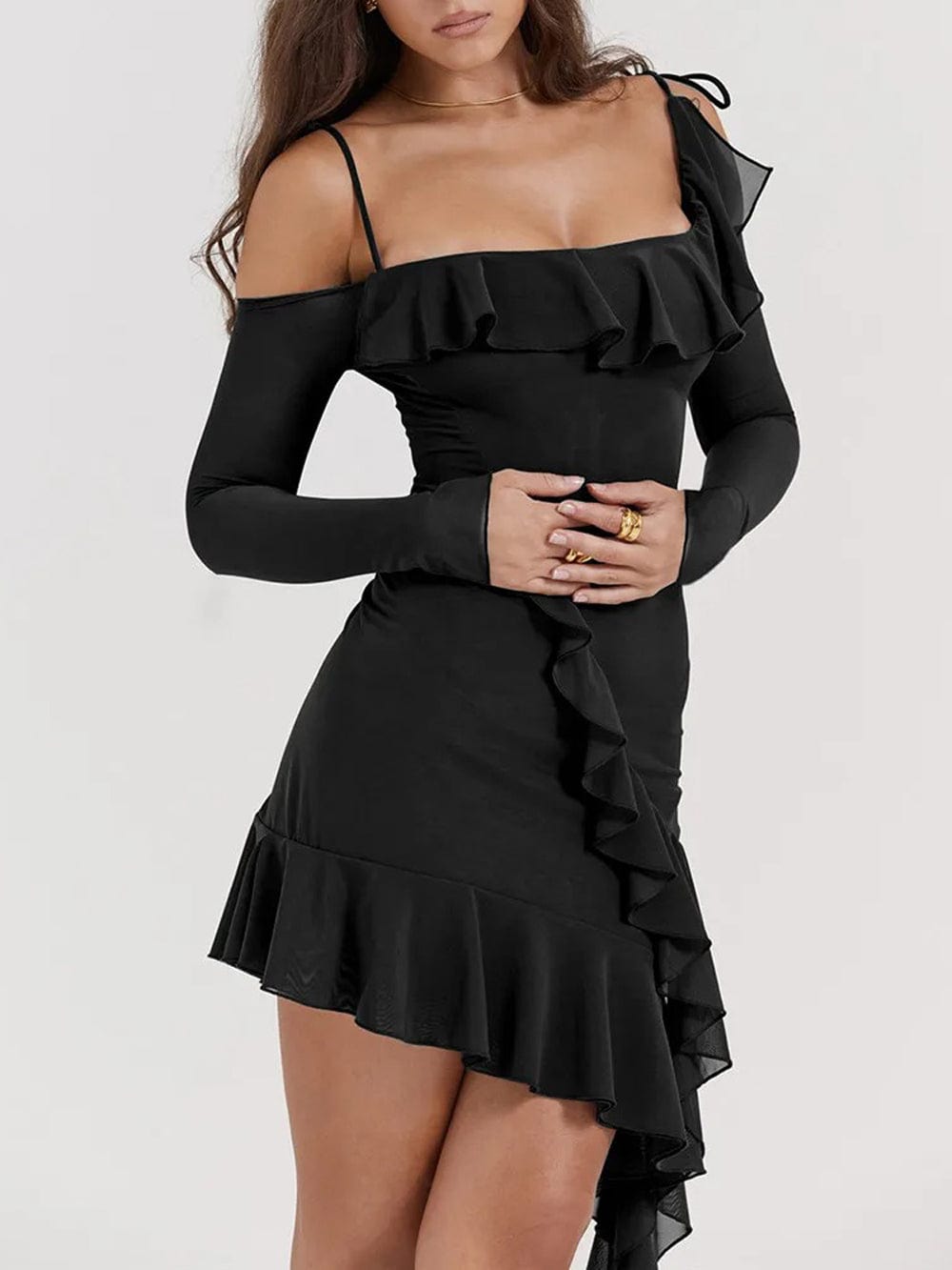 Lyla Backless Bodycon Ruffle Mini Dress - Fashion Pov