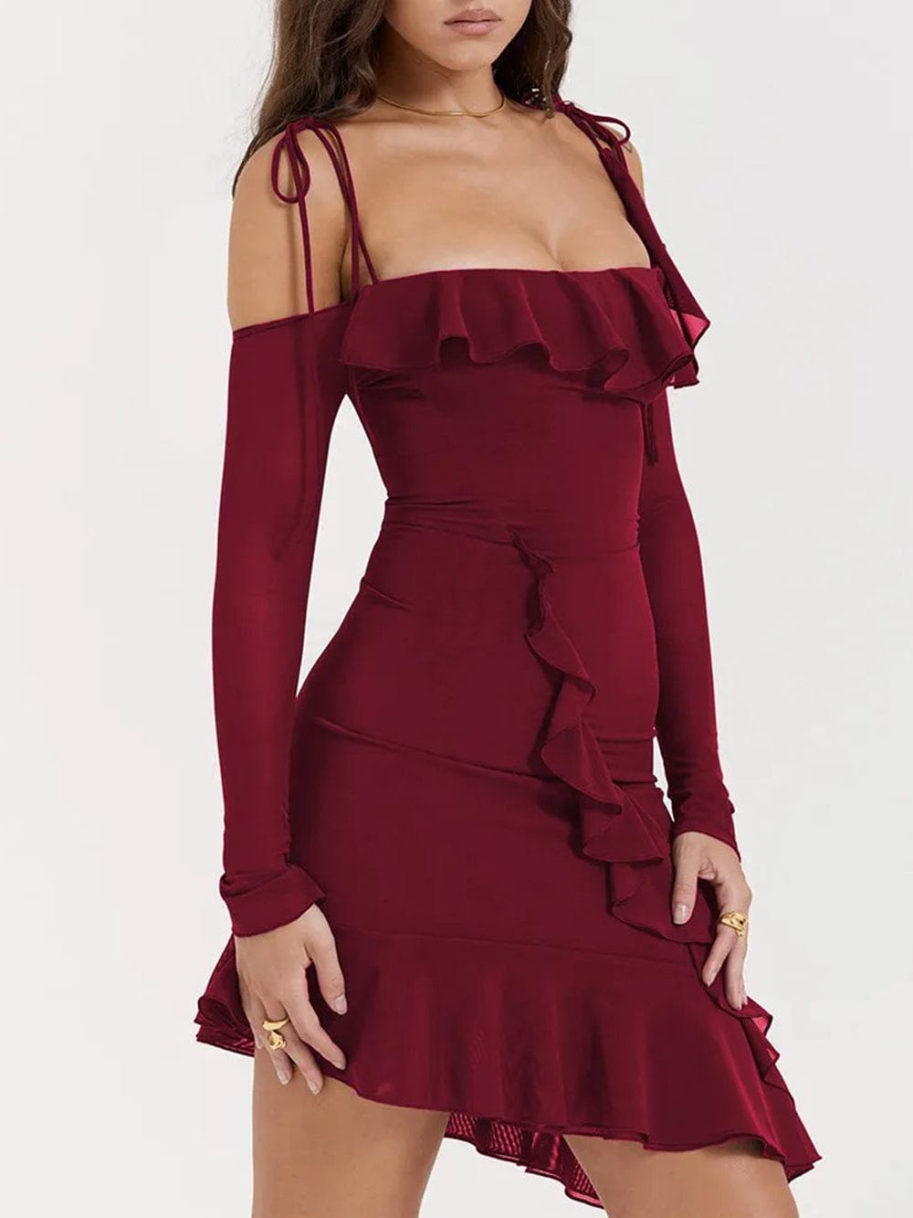 Lyla Backless Bodycon Ruffle Mini Dress - Fashion Pov