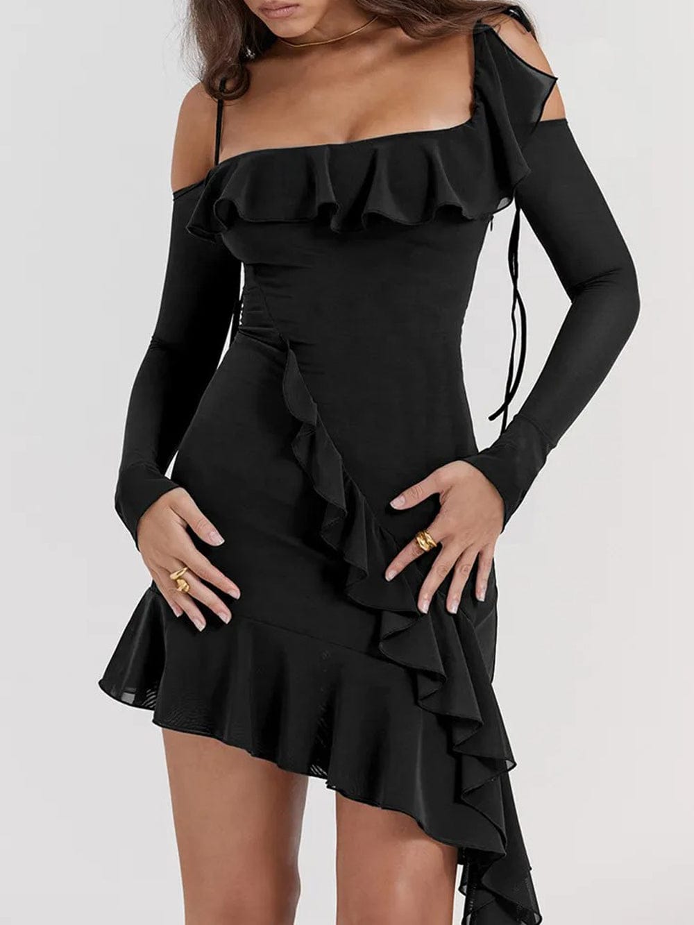 Lyla Backless Bodycon Ruffle Mini Dress - Fashion Pov