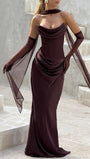 Malena Strapless Draped Maxi Gown - Fashion Pov