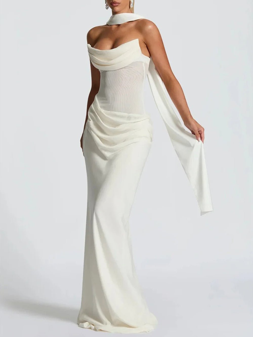 Malena Strapless Draped Maxi Gown - Fashion Pov