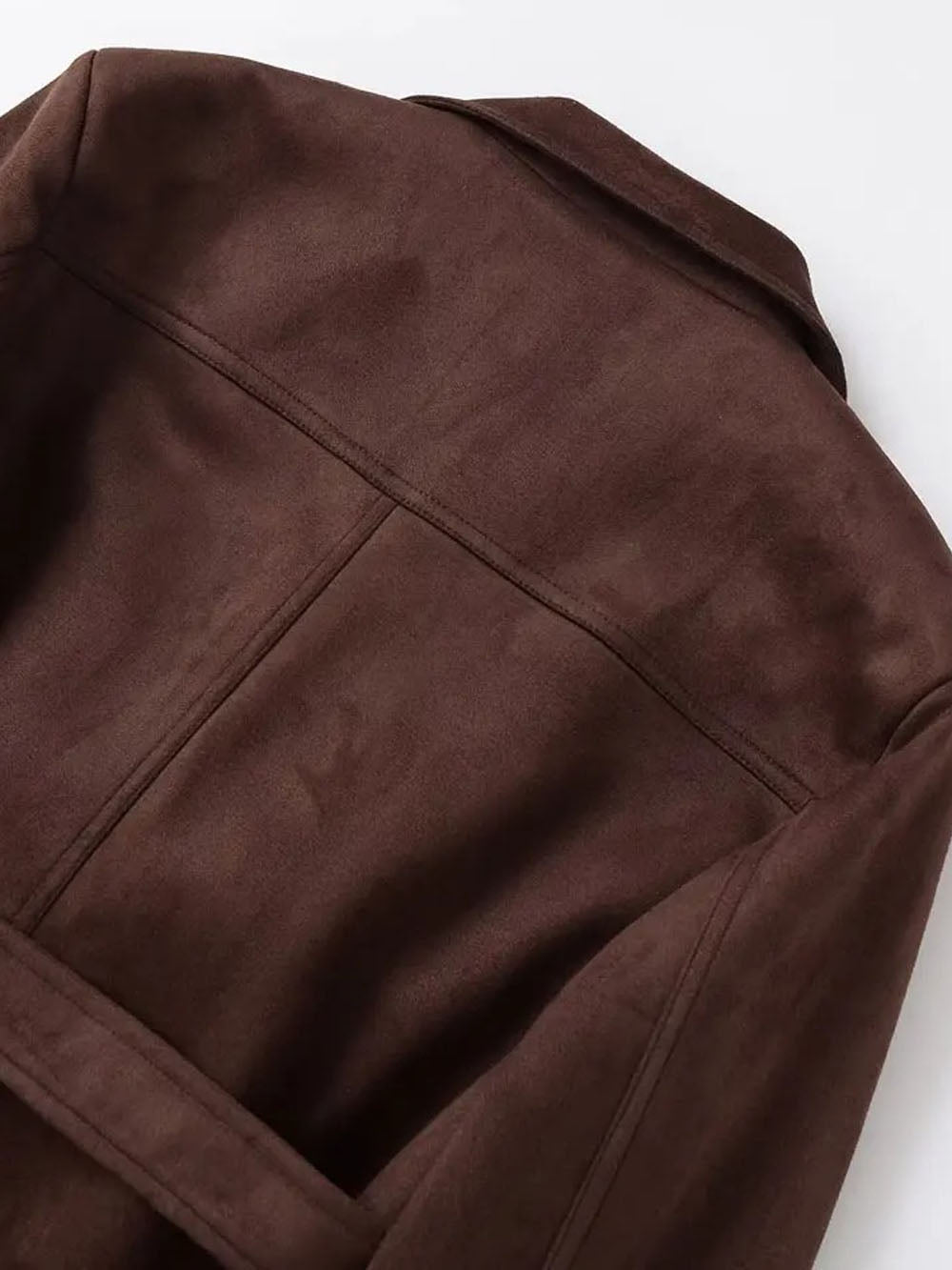 Marina Belted Faux Suede Jacket - Fashion Pov