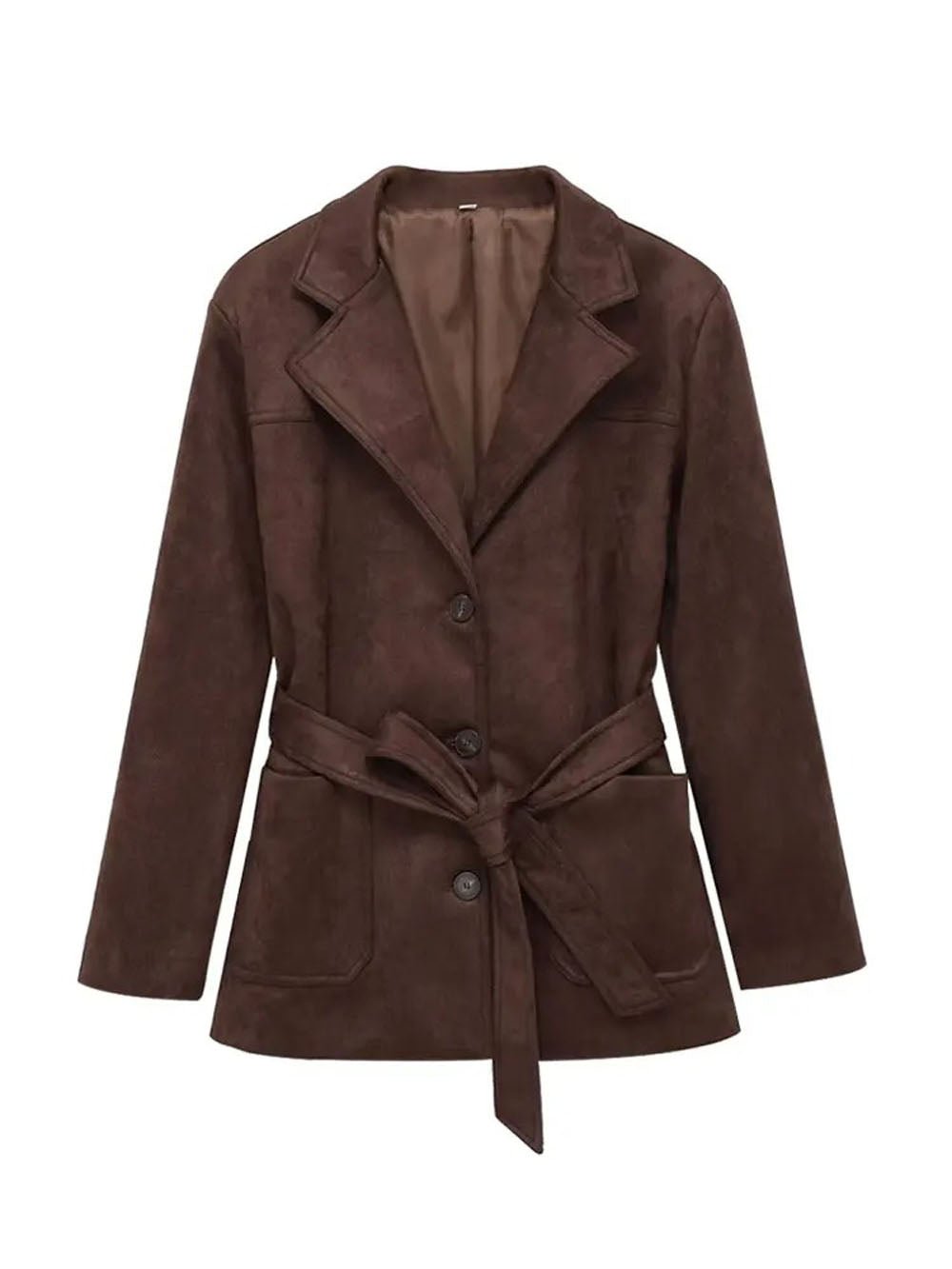 Marina Belted Faux Suede Jacket - Fashion Pov