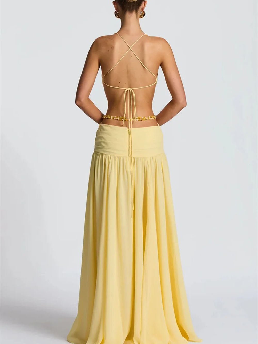 Marina Deep V Buckle Maxi Dress - Fashion Pov