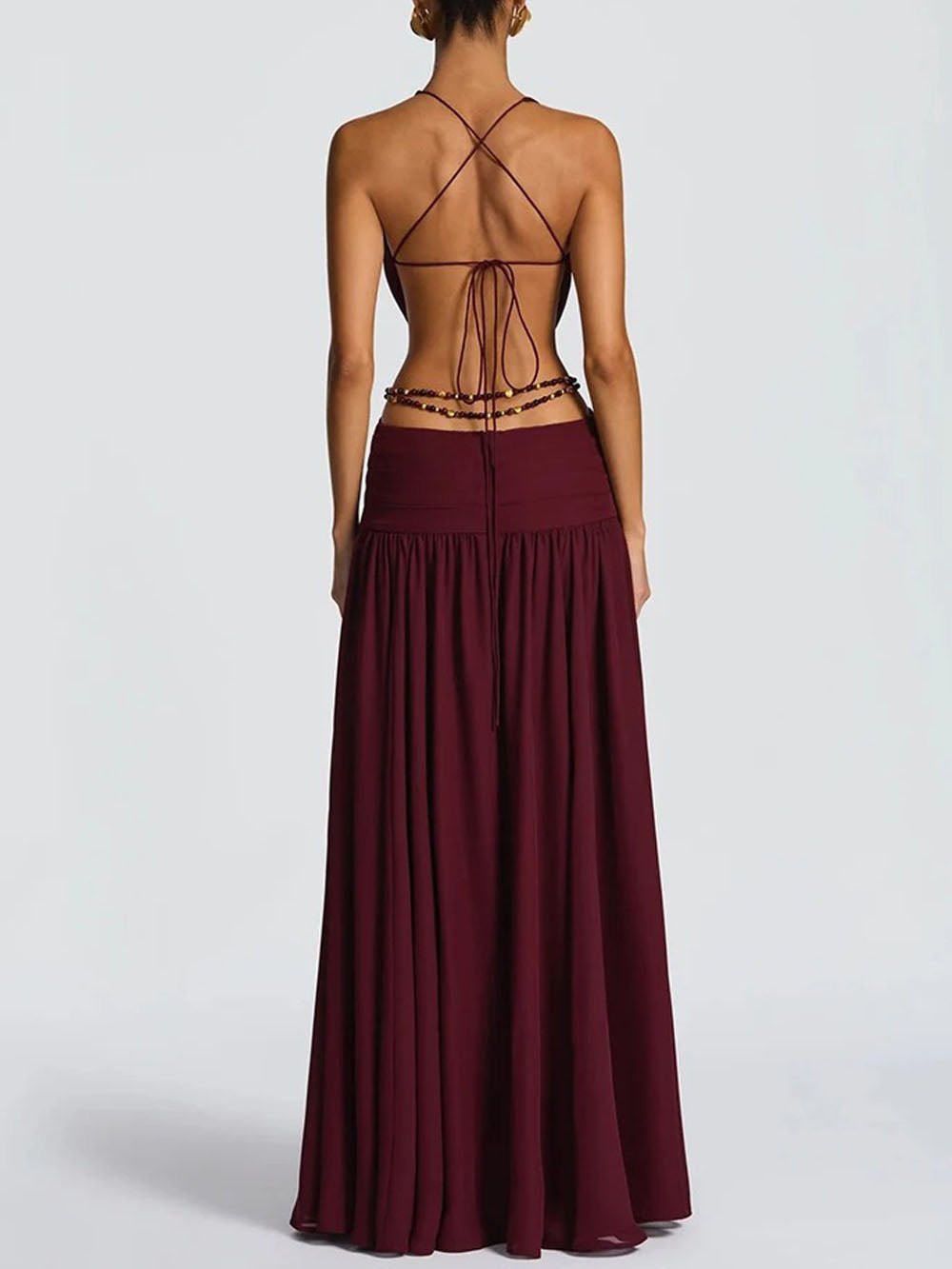 Marina Deep V Buckle Maxi Dress - Fashion Pov