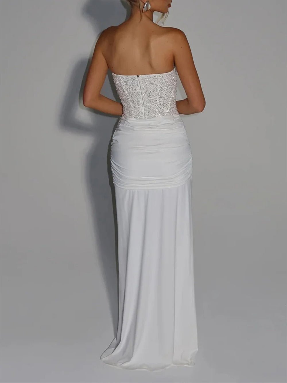 Marina Sparkle Draped Evening Gown - Fashion Pov