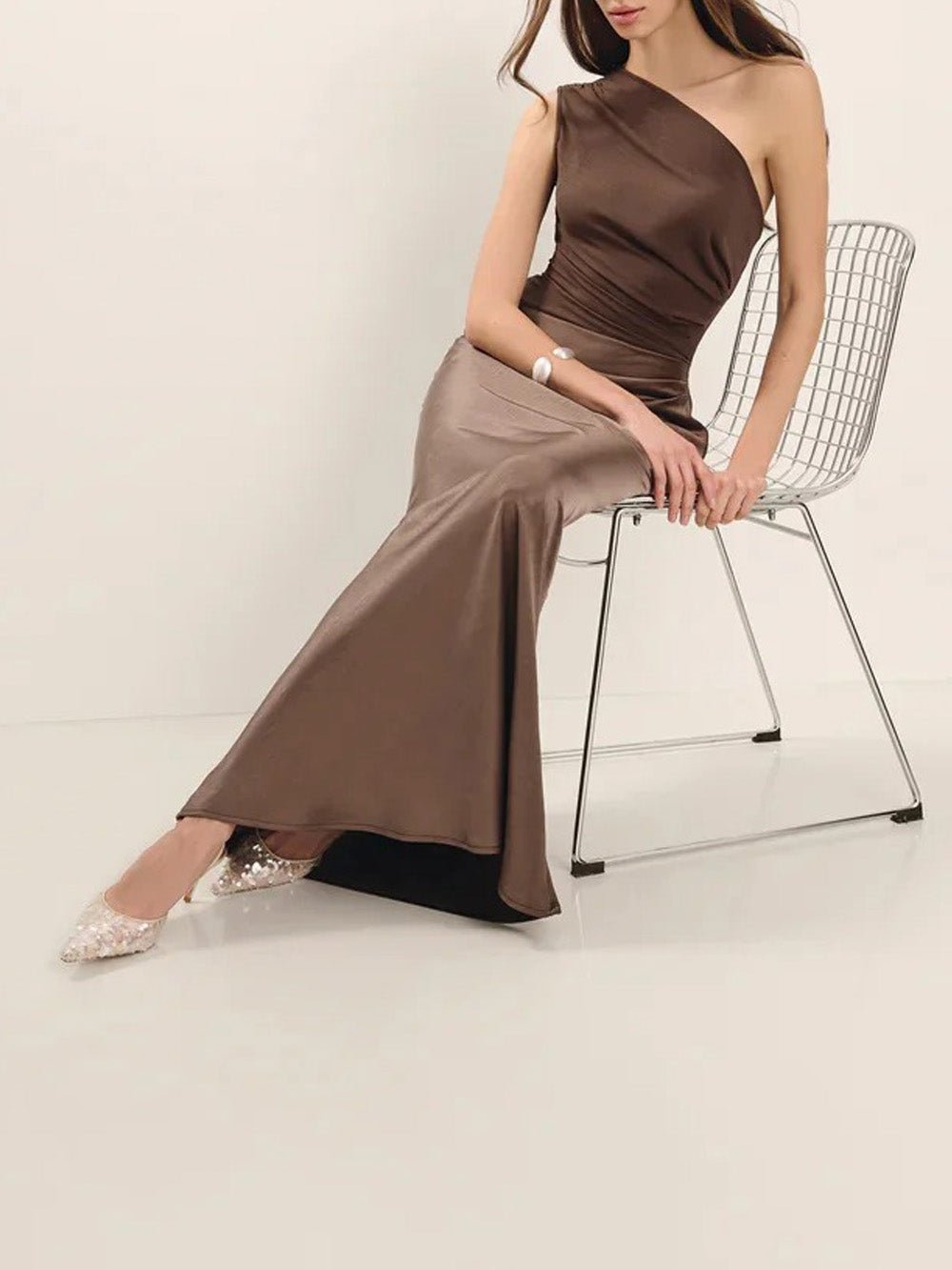 Mirabelle Satin One - Shoulder Gown - Fashion Pov