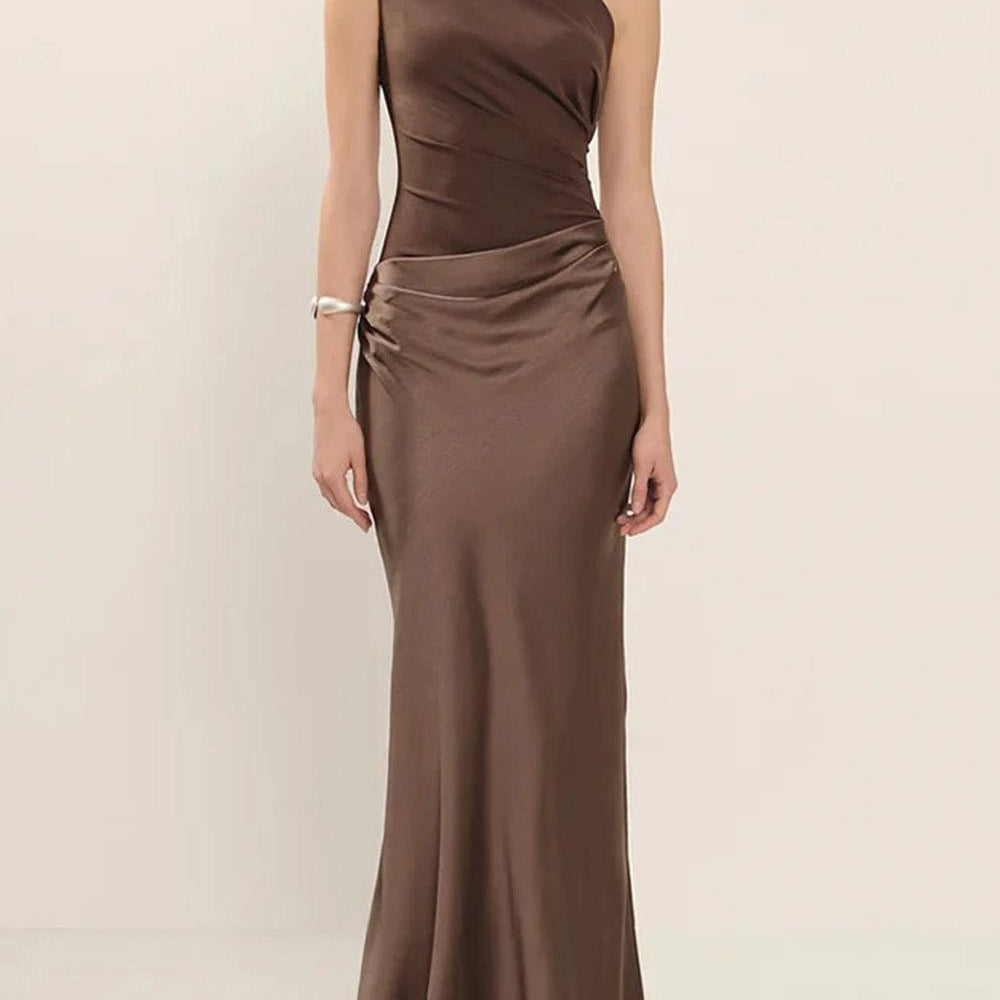 Mirabelle Satin One - Shoulder Gown - Fashion Pov