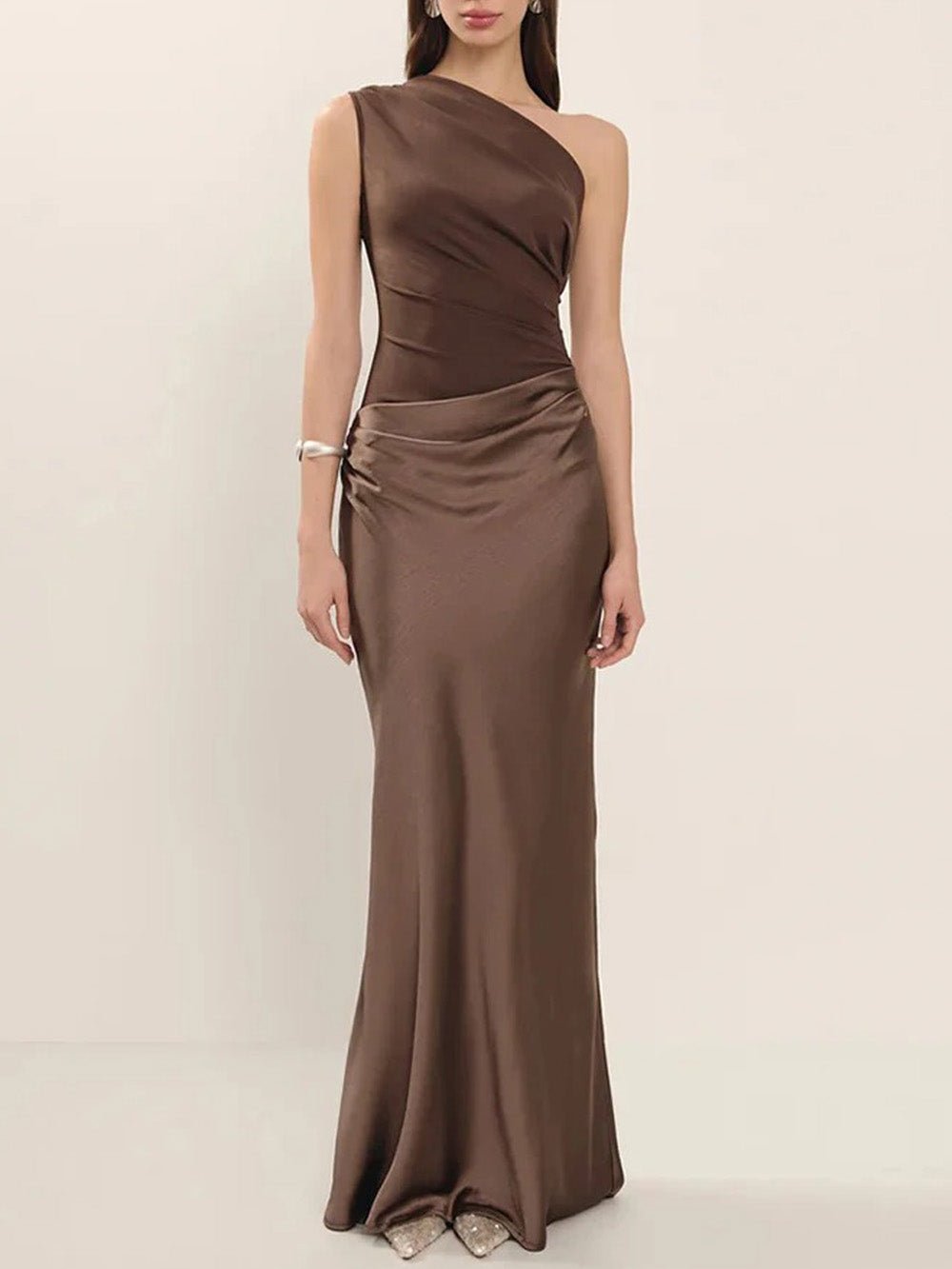 Mirabelle Satin One - Shoulder Gown - Fashion Pov