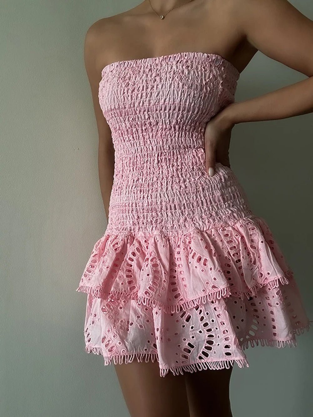 Molly Hollow Out Strapless Mini Dress - Fashion Pov