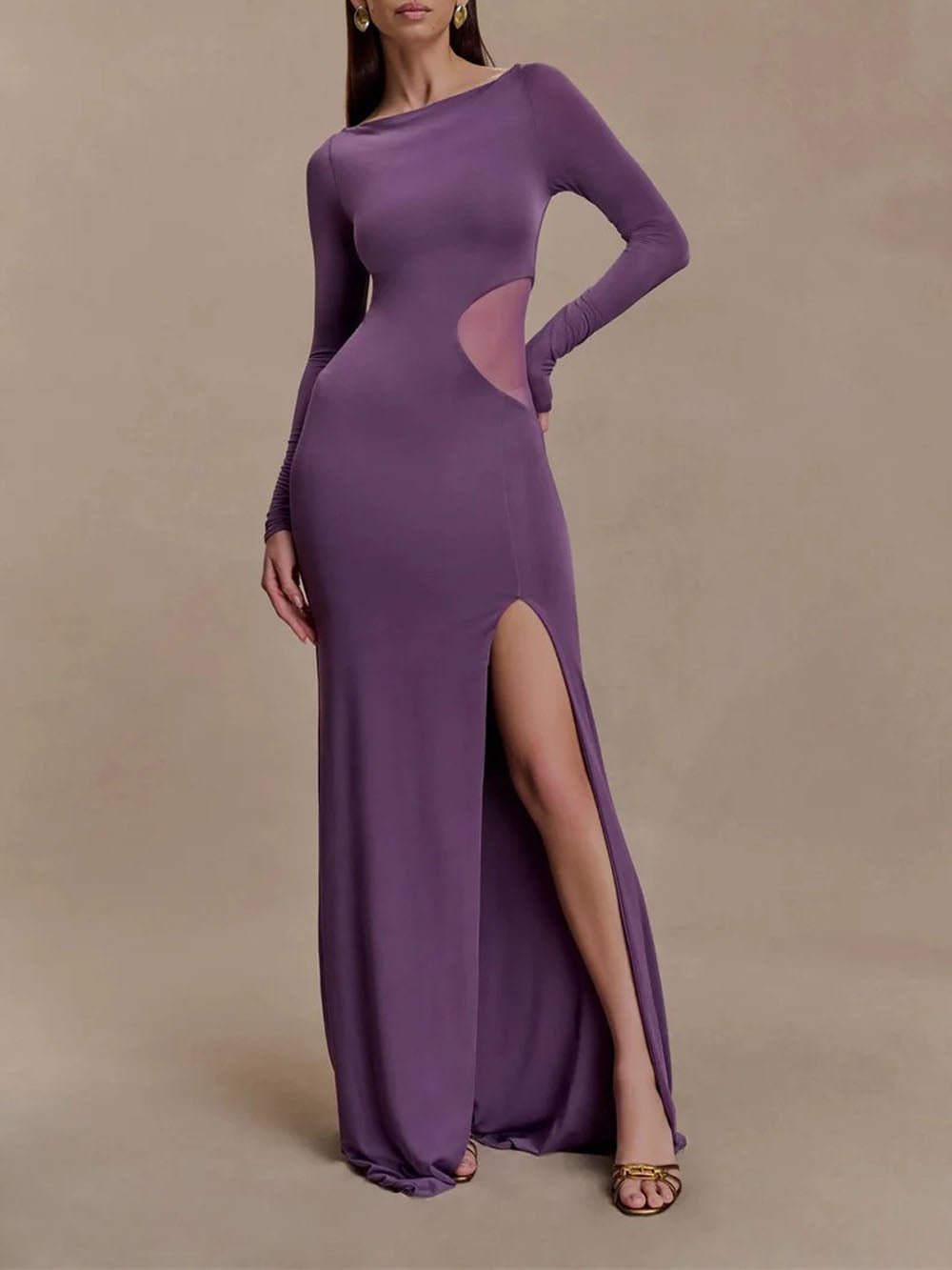 Noemi Mesh Cutout Split Maxi Dress - Fashion Pov