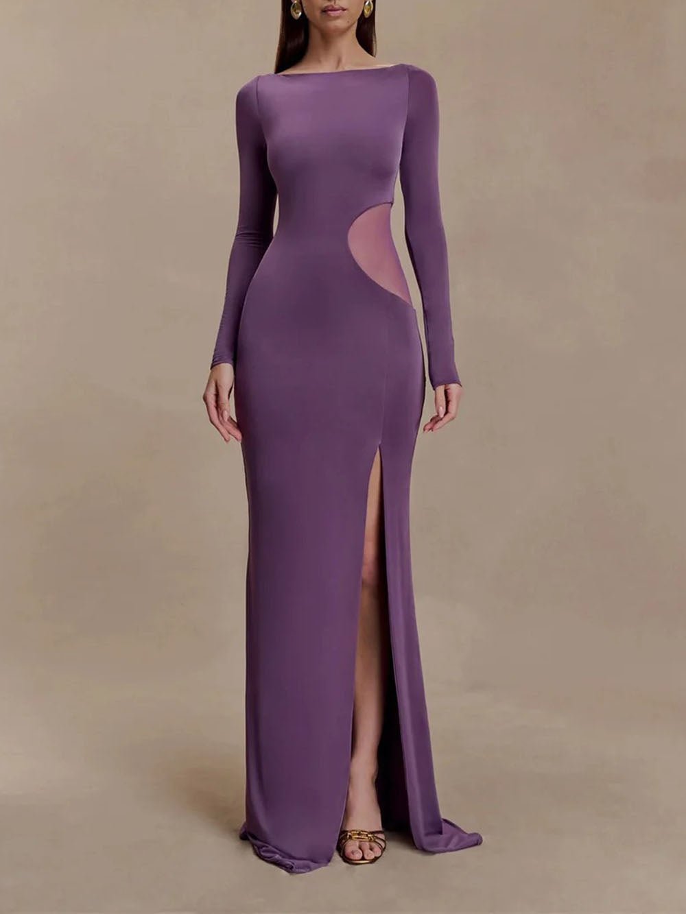 Noemi Mesh Cutout Split Maxi Dress - Fashion Pov