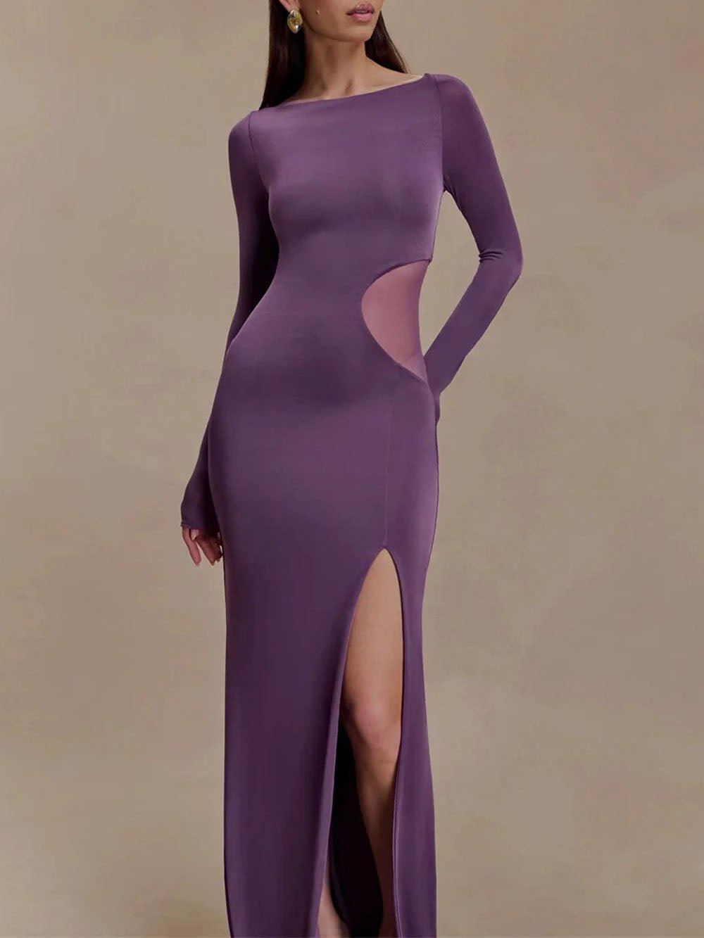 Noemi Mesh Cutout Split Maxi Dress - Fashion Pov