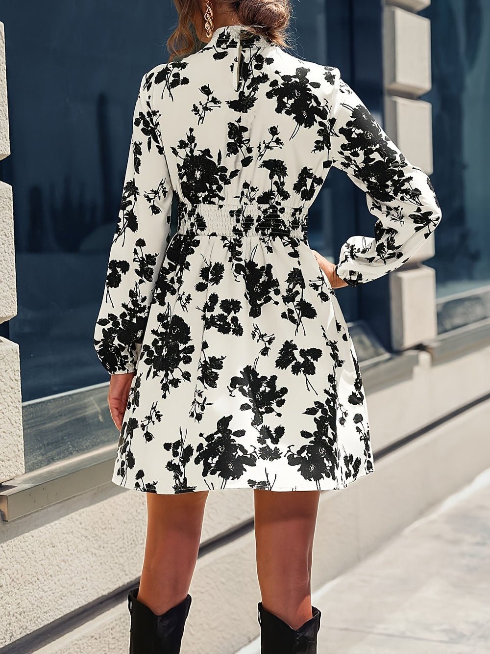 Peyton Floral Long Sleeve Mini Dress - Fashion Pov