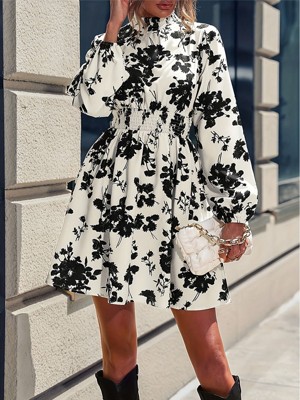 Peyton Floral Long Sleeve Mini Dress - Fashion Pov